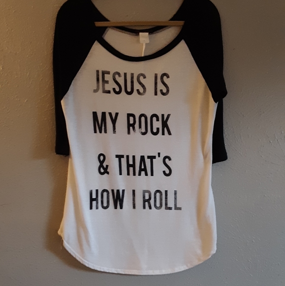 Miss Popular Tops - JESUS IS MY ROCK Knit Top L